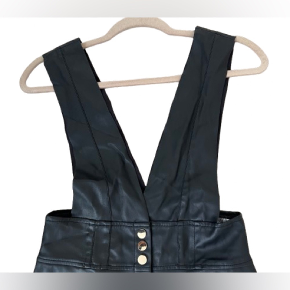 Zara Faux Vegan Pinafore Midi Dress. Size S - Picture 6 of 7